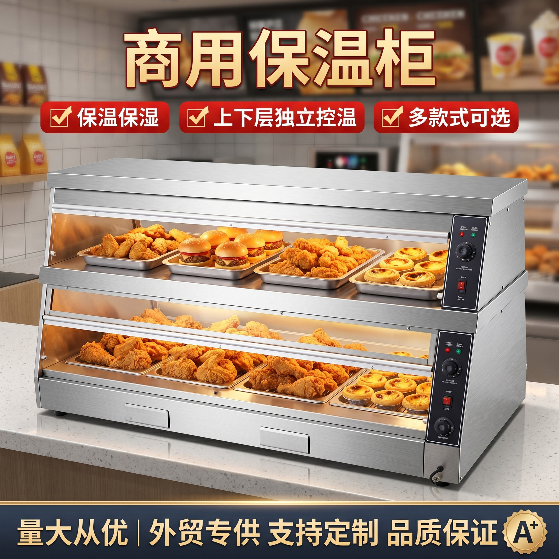 商用保温柜熟食蛋挞面包保温陈列柜便利店多层可视展示柜厂家直销