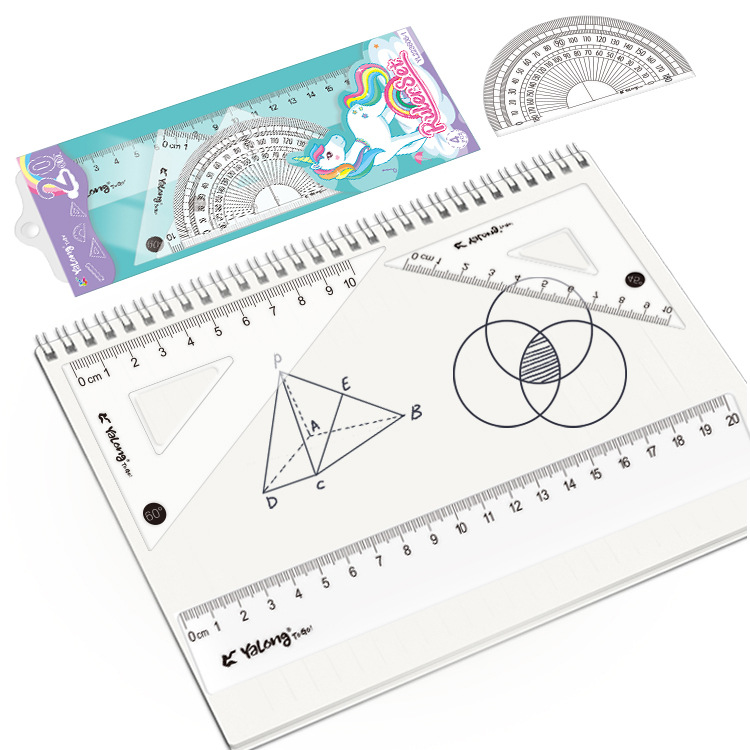 Yalong Cross-border Hardcover Rulers, school supplies wholesale geometric rulers, 20 cm plastic multi-size ruler sets details Picture