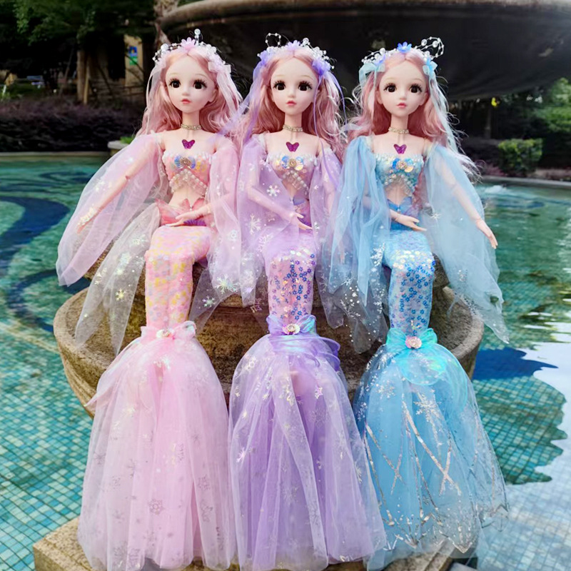 Large size 60CM, music, blink and take off, Barbie mermaid doll, singing and storytelling gift, children's smart toy