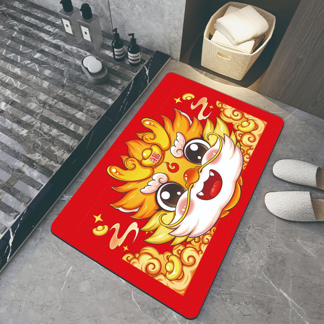 2024龙年硅藻泥地垫客厅防滑垫新年送礼浴室吸水垫家用速干踩脚垫产品图