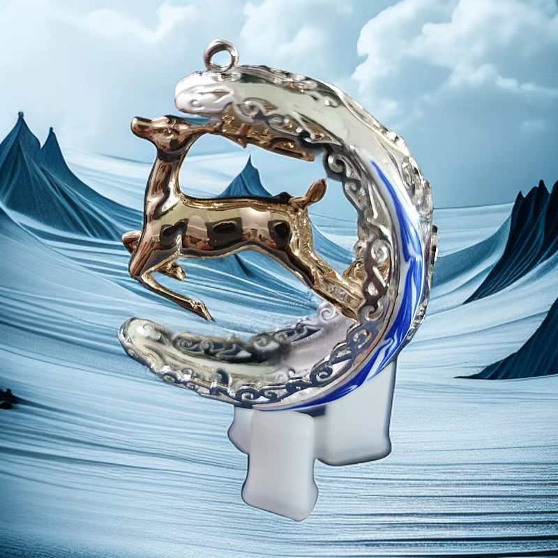 一路平安汽车挂件车载小鹿挂饰diy 中国风车内装饰一鹿平安吊饰                             