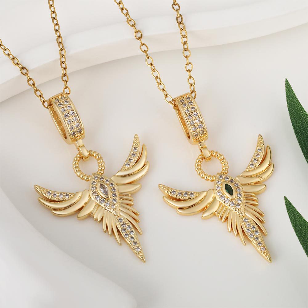 A popular 18K gold-plated sacred sword phoenix spreading wings necklace for both women and women on AliExpress, featuring a snake bone chain full figure