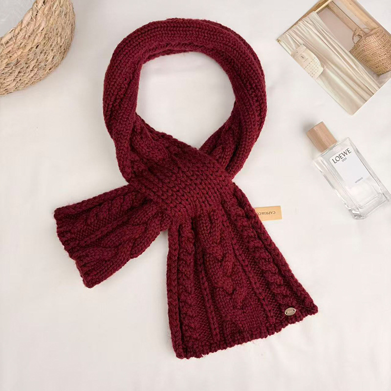 For autumn and winter, pair a Korean-style wool blend scarf with a short twisted scarf and a warm knitted woolen scarf for women Specification image