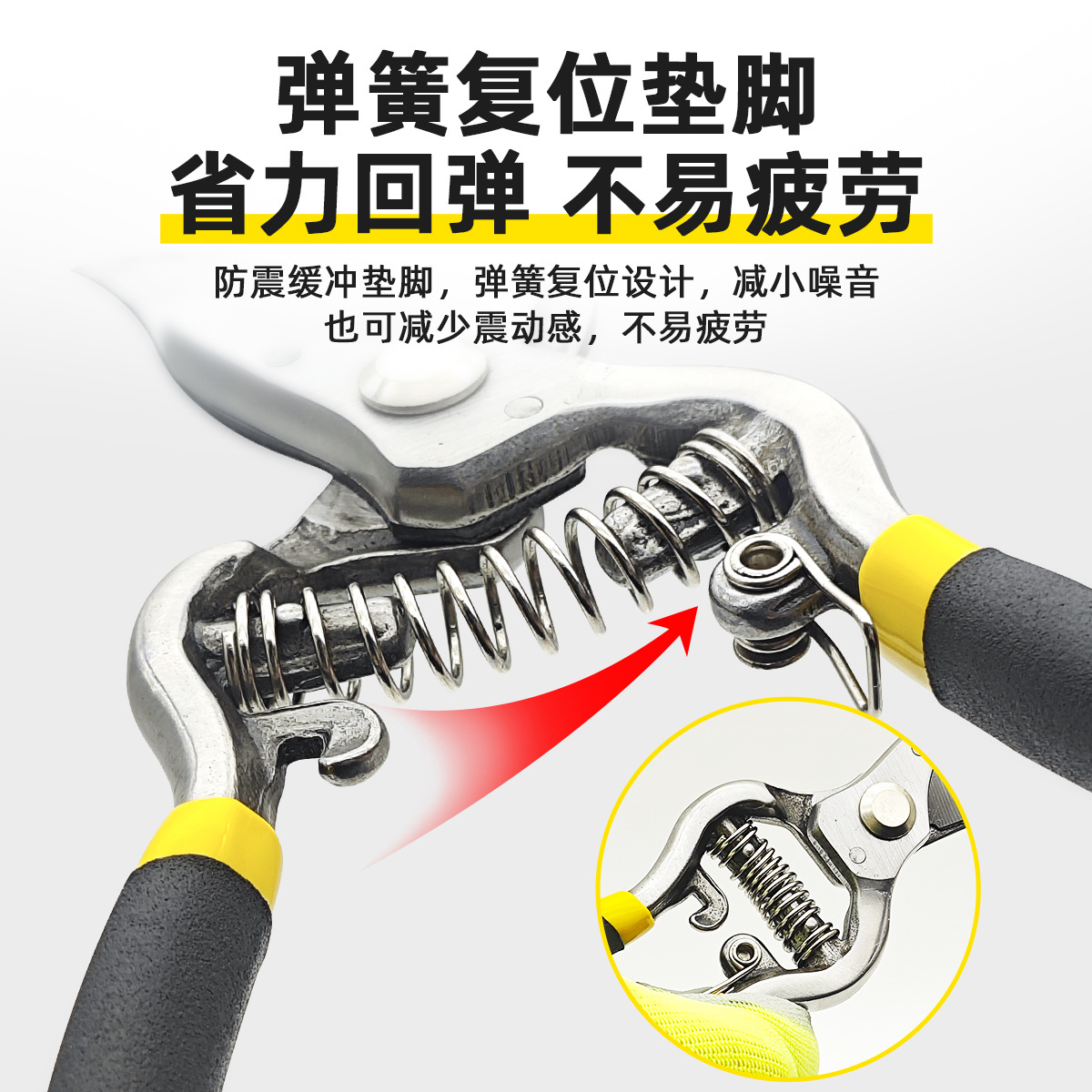 Holsen high-carbon steel professional pruning shears, plastic-coated handle, garden branch shears, gardening shears, fruit tree branch shears manufacturer details Picture