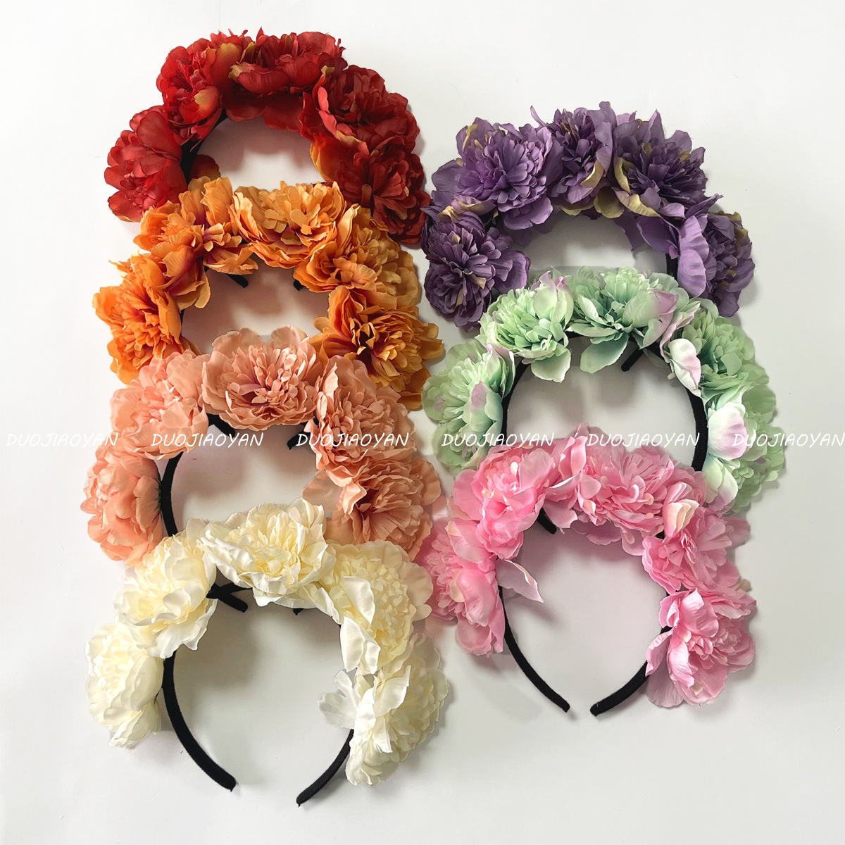 European and American cross-border simulated camellia flower headband, exaggerated large flower bride headwear, carnival ball headwear, headband for women Item Picture