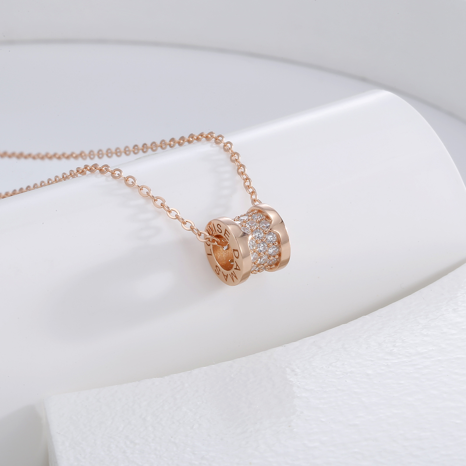 S925 Silver Waist Full Diamond necklace, rose gold letter pendant for women, high-end starry sky collarbone chain accessory details Picture
