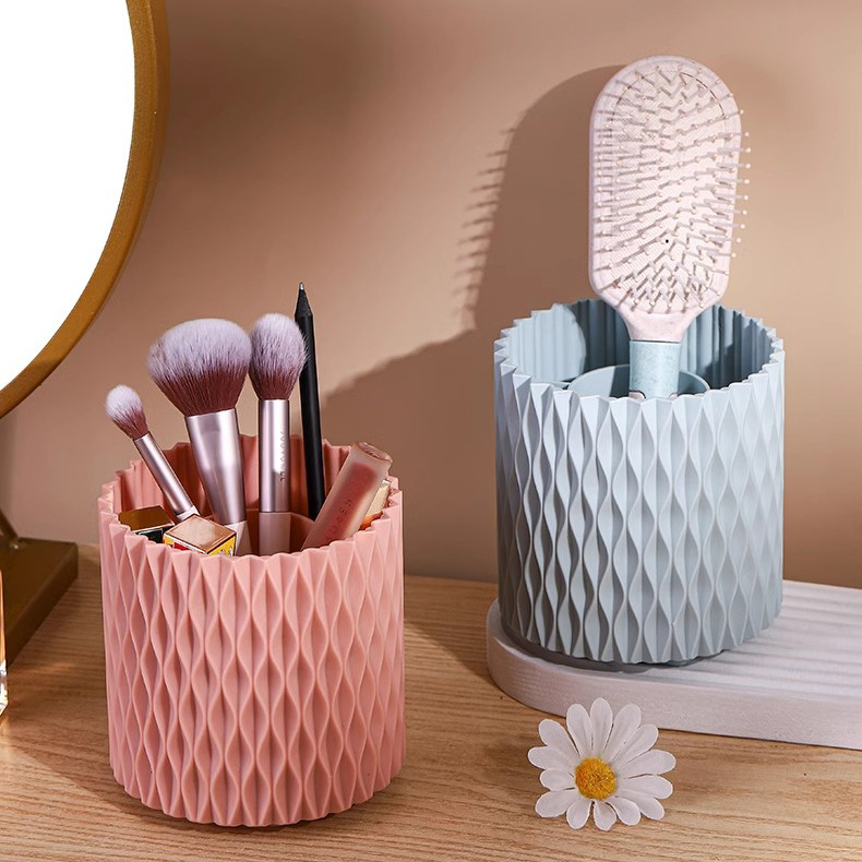 ins diamond-shaped rotating pen holder desktop stationery storage box, cosmetics and lipstick storage box, light luxury makeup brush storage