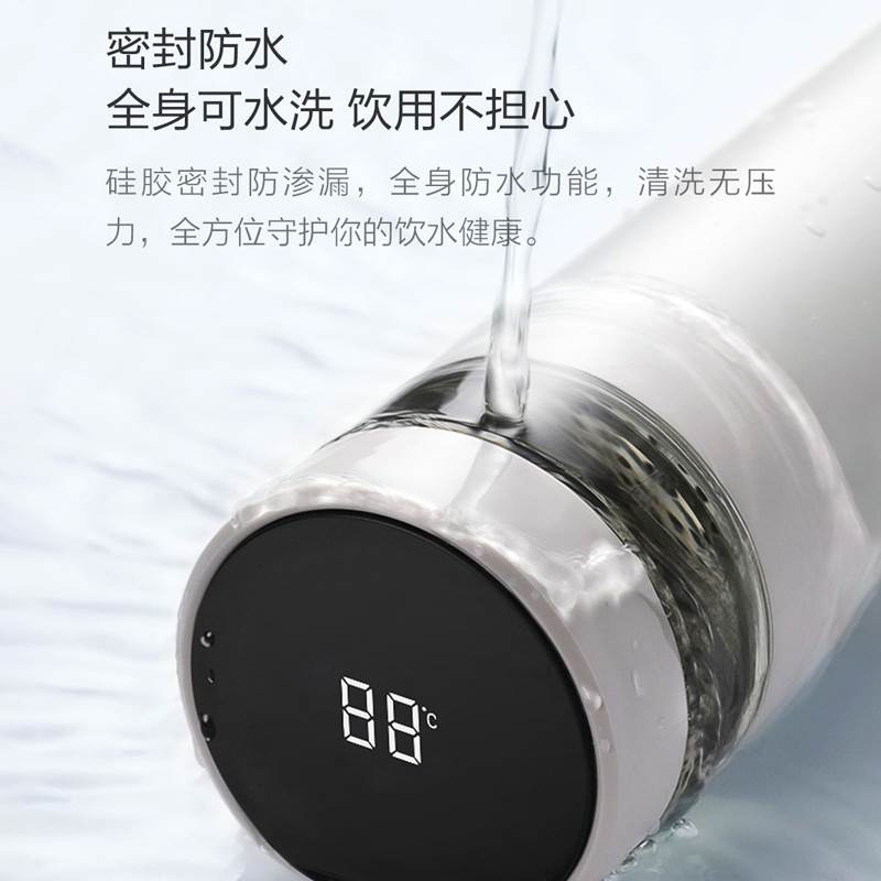 A portable and simple 316 stainless steel tea-water separation insulated cup with a ceramic inner liner and large capacity, featuring a temperature display details Picture