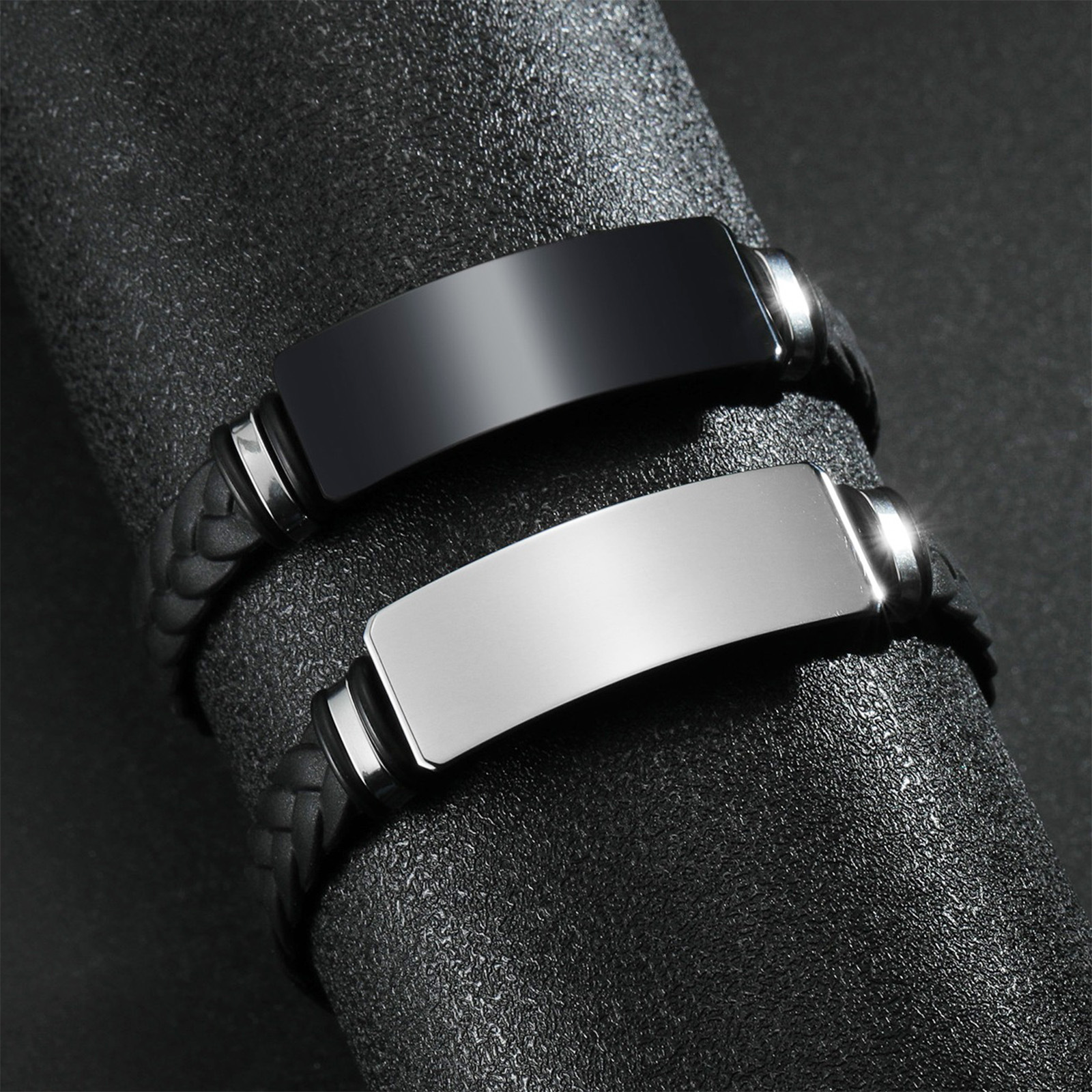 A variety of fashionable, simple and personalized stainless steel bracelets for men from Europe and America, with multiple combinations of jewelry bracelets Specification image