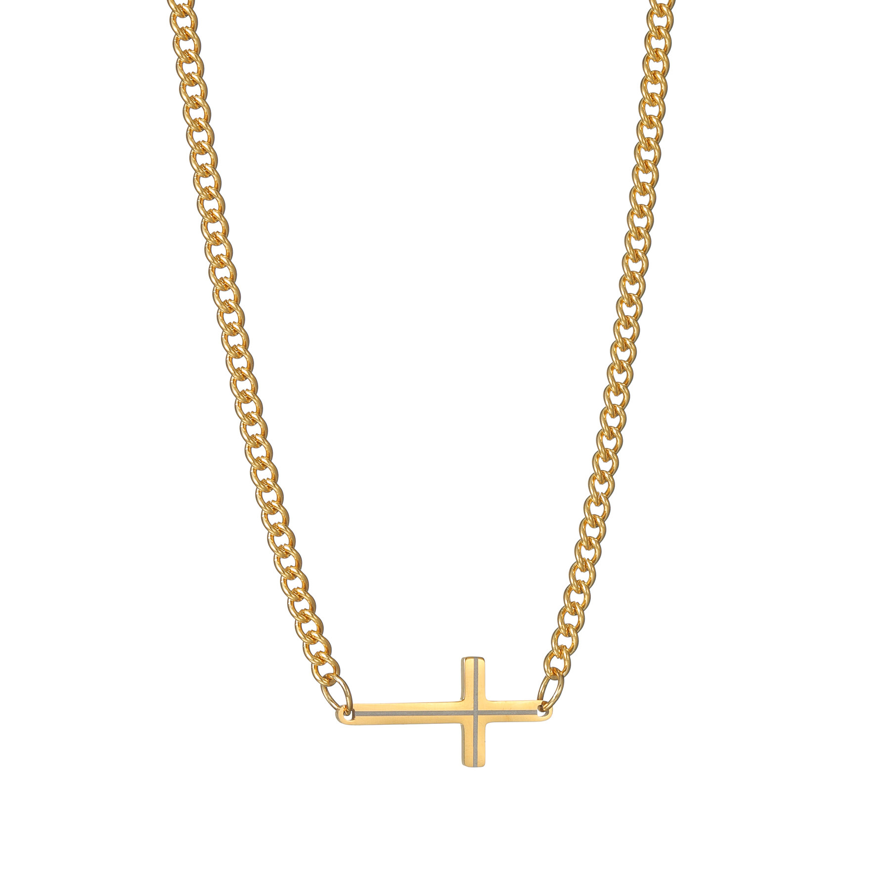 The new cross-border temu Xiyin jewelry set, titanium steel bracelet, cross necklace and ring, is a must-have for trendy men in Europe and America Specification image