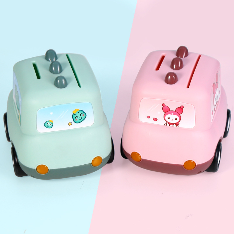 Creative cartoon dinosaur car-shaped piggy bank, children's desktop decoration, gift, anti-drop piggy bank details Picture