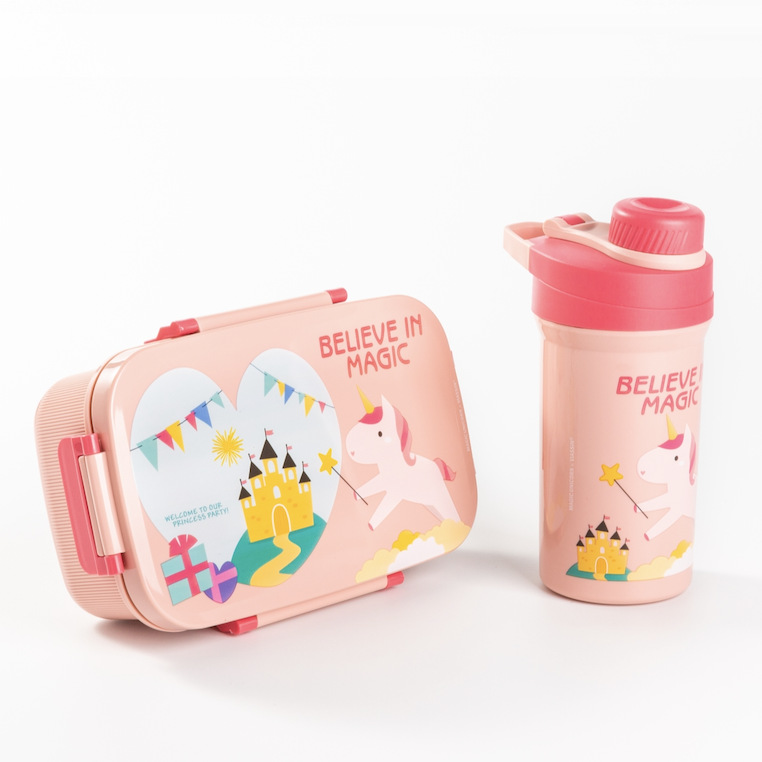 A355a 万福密封可爱3格饭盒水壶套装hey life卡通沙拉减脂餐盒