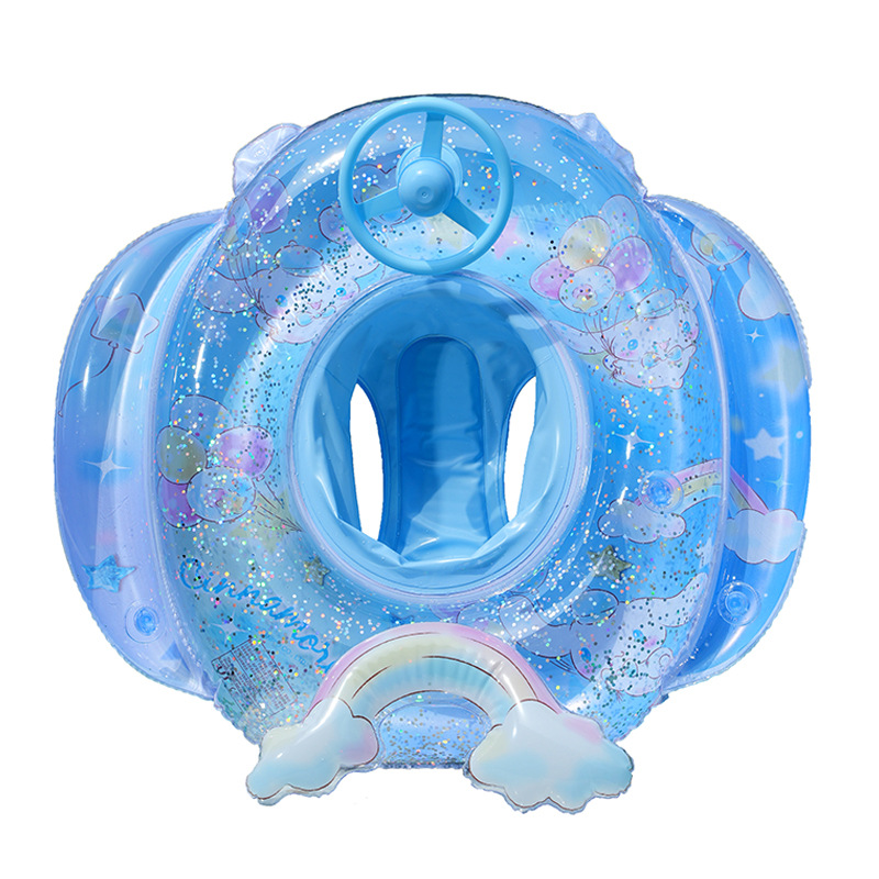 Sanrio thickened steering wheel boat children's swimming ring, anti-rollover sponge bottom seat ring, baby sunken pocket ring Item Picture
