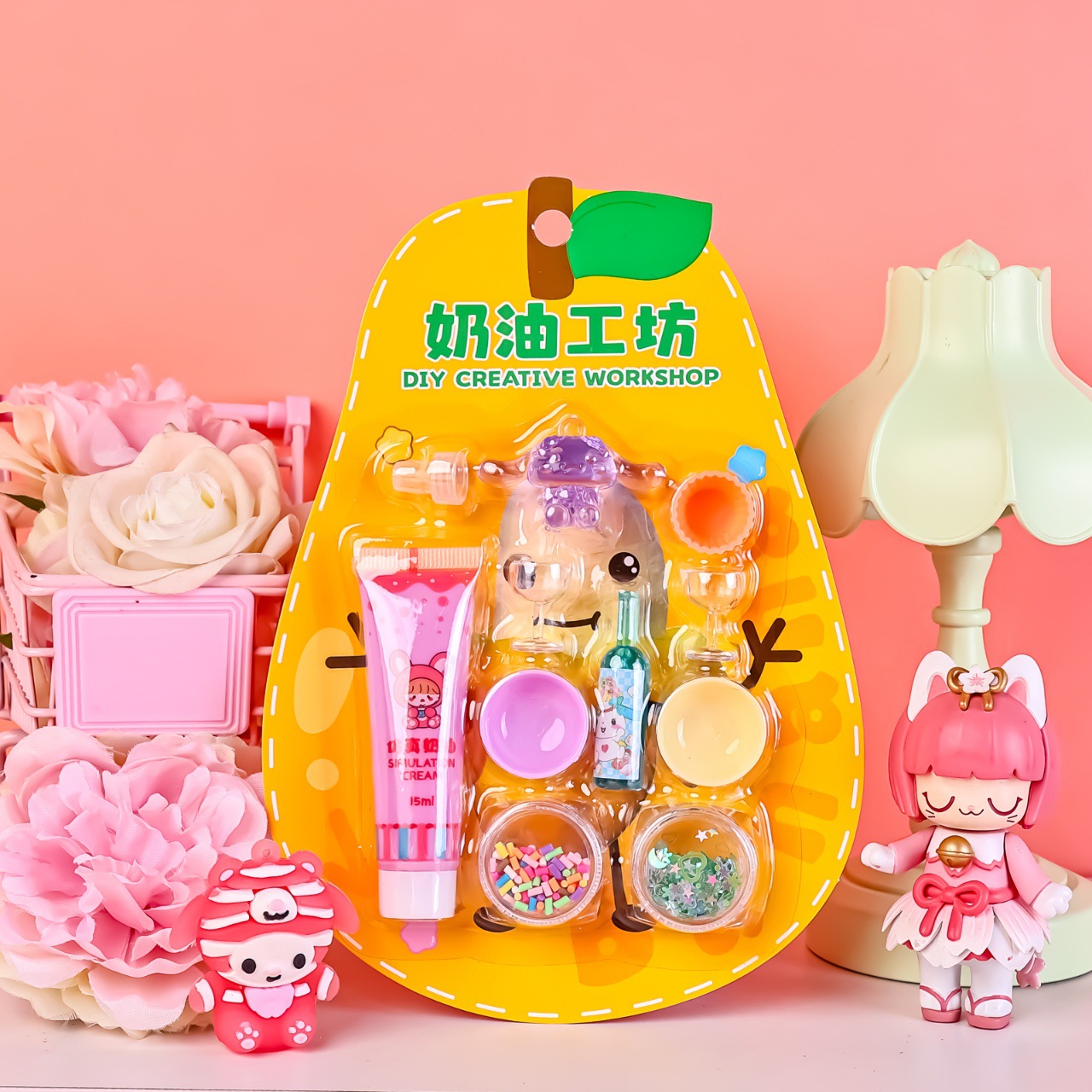 Milk Dragon Match-up Cream Glue Set, children's DIY handmade, making simulated milk tea, ice cream and cream cake Application Scenario