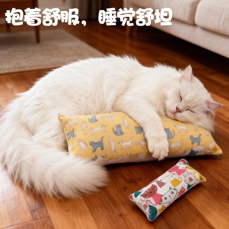 The new cross-border cat toy comes with a Xiangpaper cat, mint wood, Tianliao cat, self-fun, biting and companionship long cat pillow details Picture