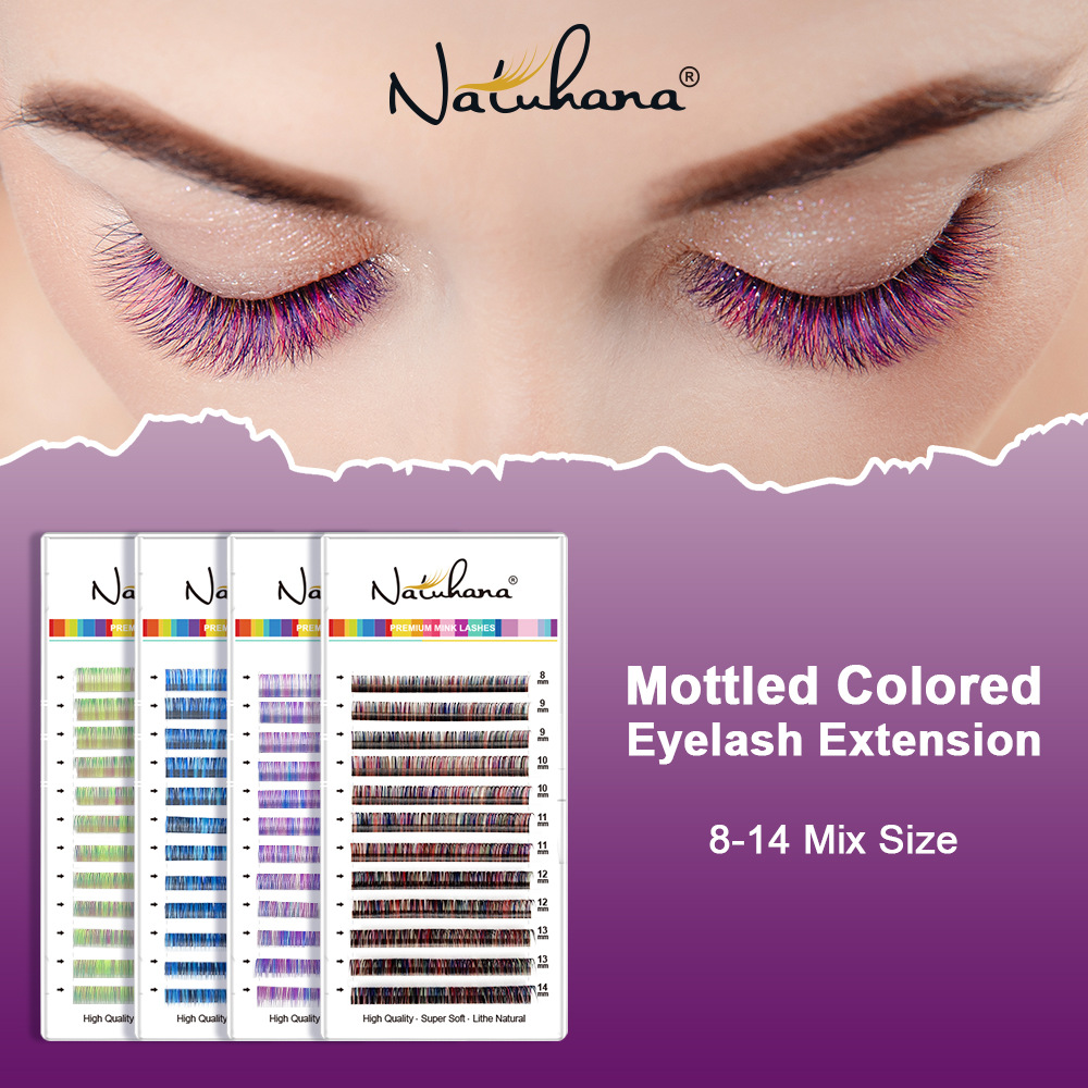 shanilak eyelash extensions in rainbow and gradient colors, single round hairs, comfortable and soft, manually opened Specification image