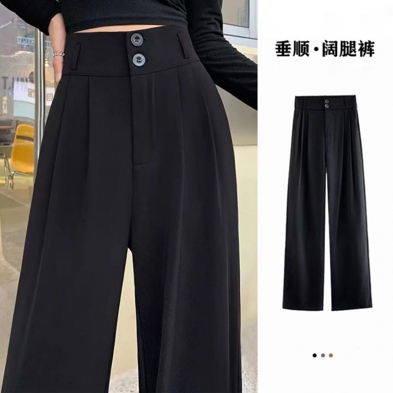 厂家直销批发垂感直筒西裤女夏季新款高腰宽松阔腿百搭休闲西装裤
