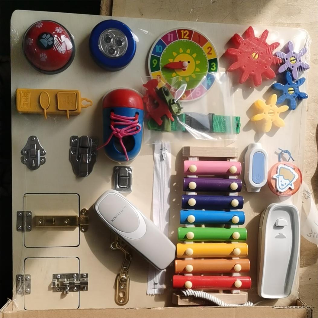 Cross-border children's Montessori teaching AIDS multi-functional switch unlock Busy Quick Busy Board Baobao Educational early Education toys Specification image