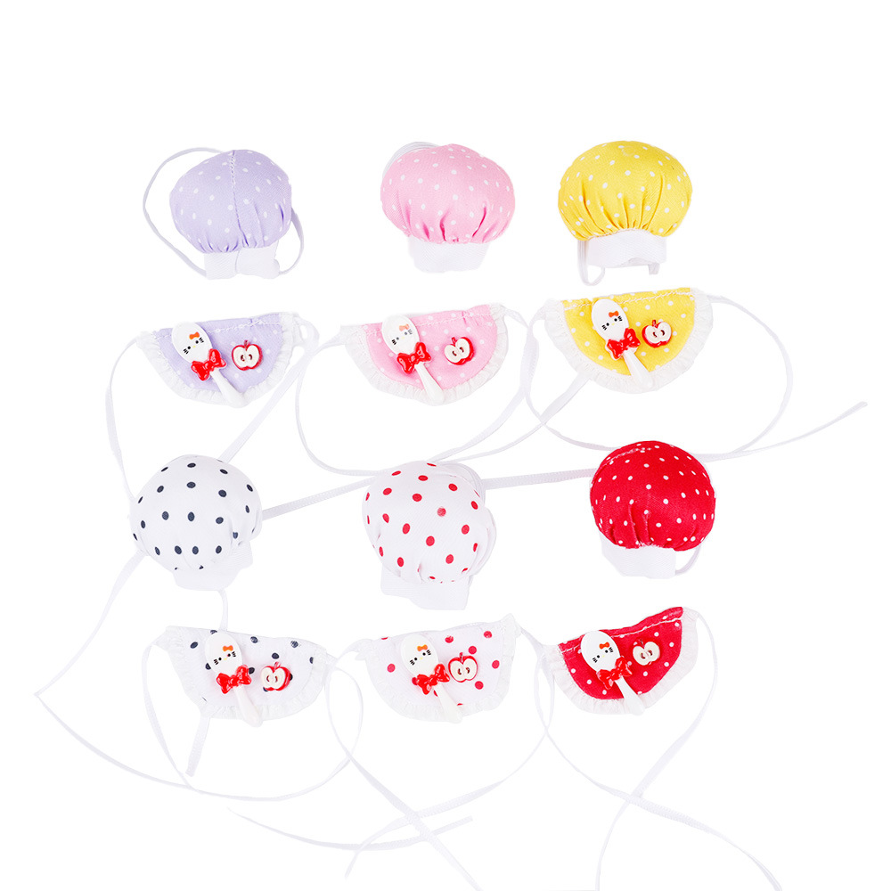 New chef's hat, apron, bib, doll, outfit, 10cm cotton doll set, napkins, baby clothes and accessories Item Picture