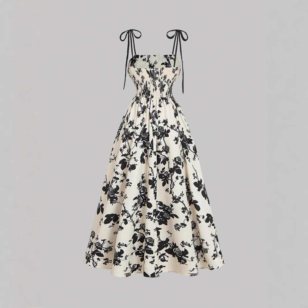 Amazon 2026 New European and American women's floral print halter back-to-school dress, summer sun dress, spring wear full figure