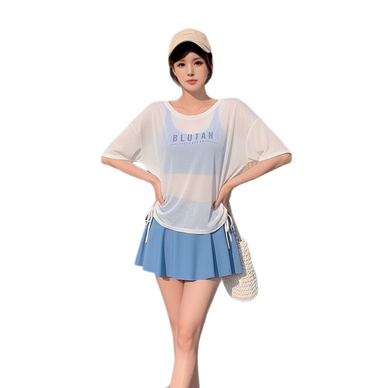 Women's swimsuit one-piece long-sleeved independent long pants two-piece set sportswear casual full-body sun protection slimming swimsuit wholesale 125535 Item Picture