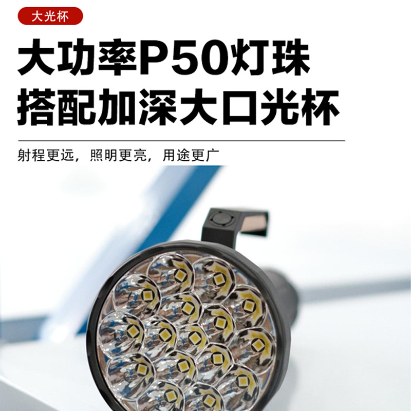 Cross-border giant bright fan cooling portable lamp, high lumen outdoor camping adventure work flashlight Specification image