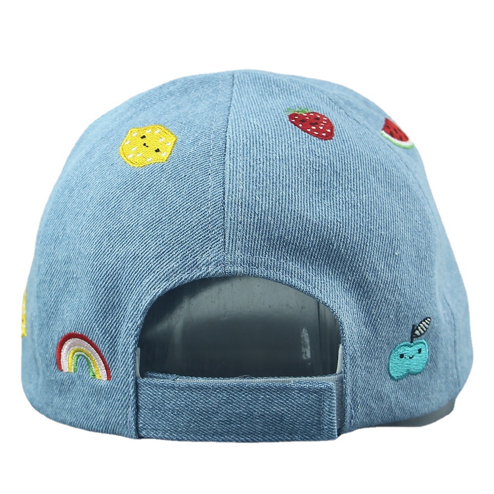 Spring and summer sun protection hats, cute fruity solid color skin-friendly cotton embroidered children's baseball caps, printed baseball caps Item Picture