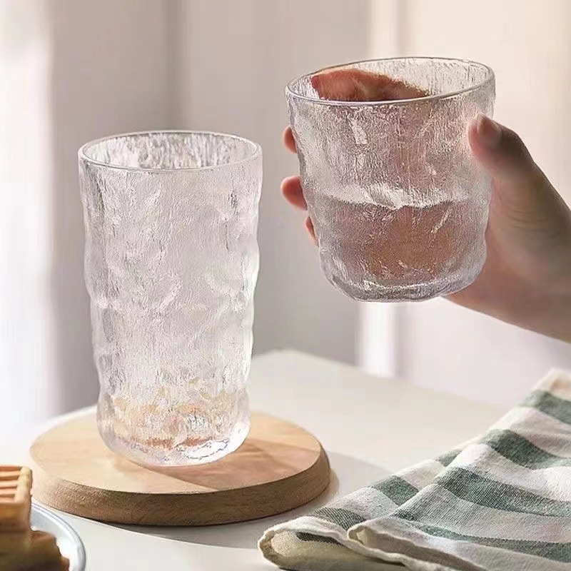 Glacial-patterned glass cups, water cups, beverages, women's summer home milk tea cups, men's ins style drinks Specification image