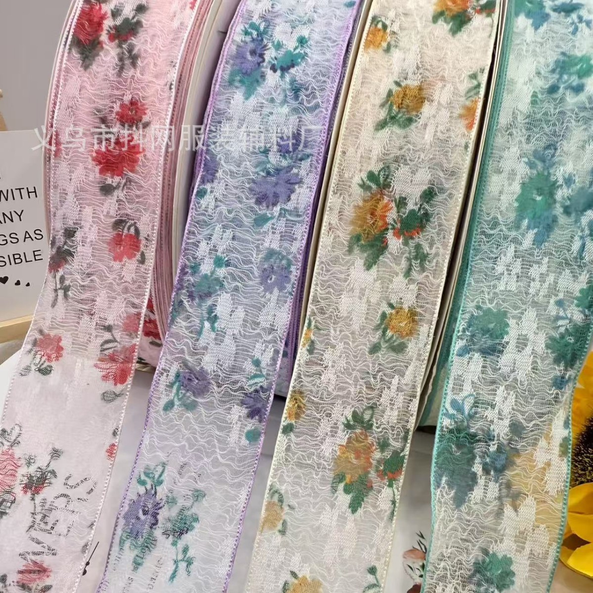 3.8cm nuevo estilo chino sombrero de paja floral adornos para el pelo accesorios para el cabello hecho a mano DIY arco flor cinta de embalaje al por mayor