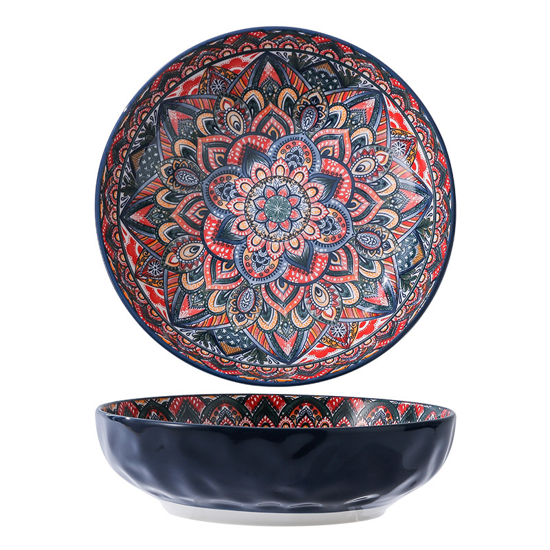 Bohemian ceramic tableware, Orantis bowls, plates, retro hand-painted rice plates, vegetable plates, household light luxury rice bowls wholesale Item Picture