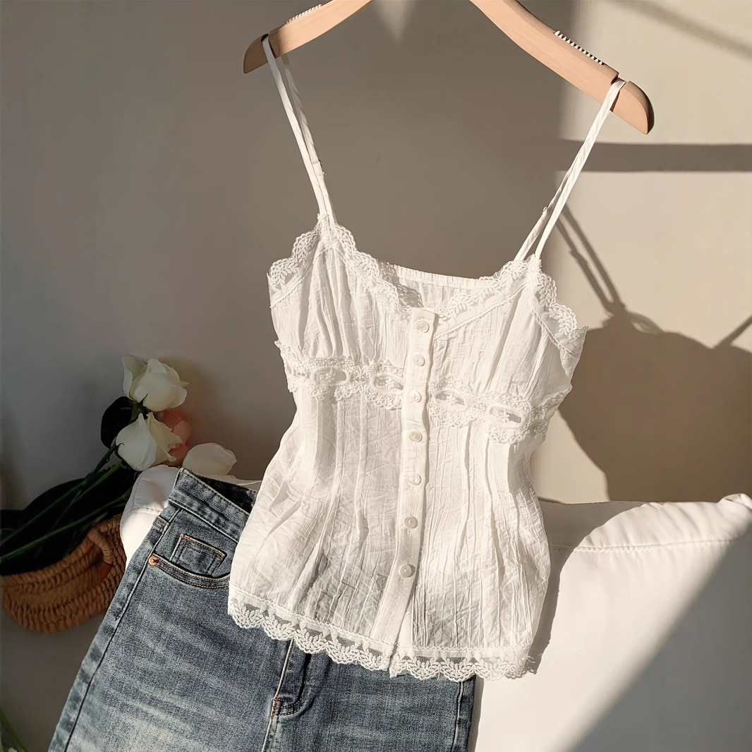 Summer breathable lace halter top Specification drawing