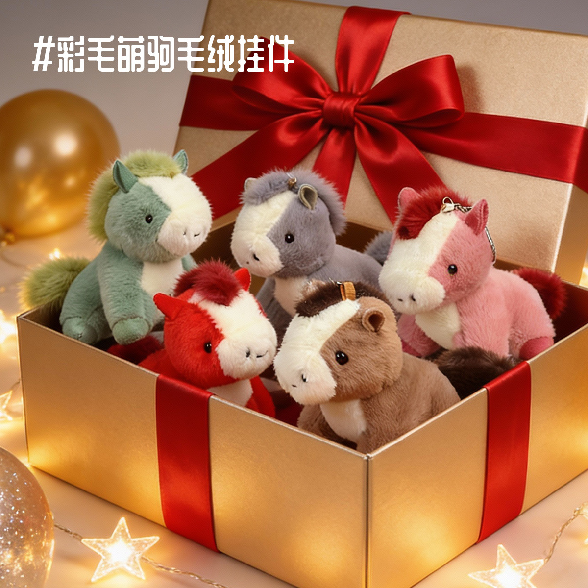 卡通新年马年马上有钱毛绒小马挂件钥匙扣书包挂件礼品礼物高级感图