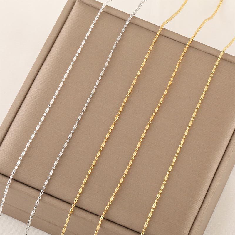 New universal needle necklace, small hole beaded bamboo link chain, 18k gold pearl chain manufacturer wholesale Specification image
