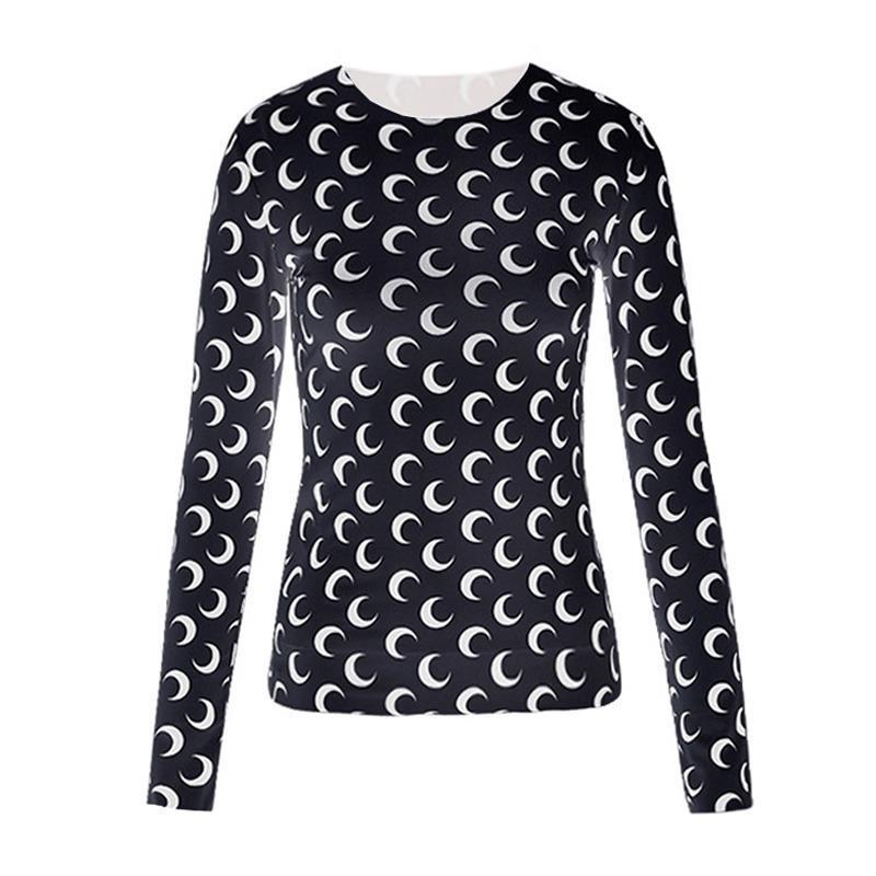 Amazon Cross-border printed long-sleeved round-neck slimming base layer 2025 Specification image