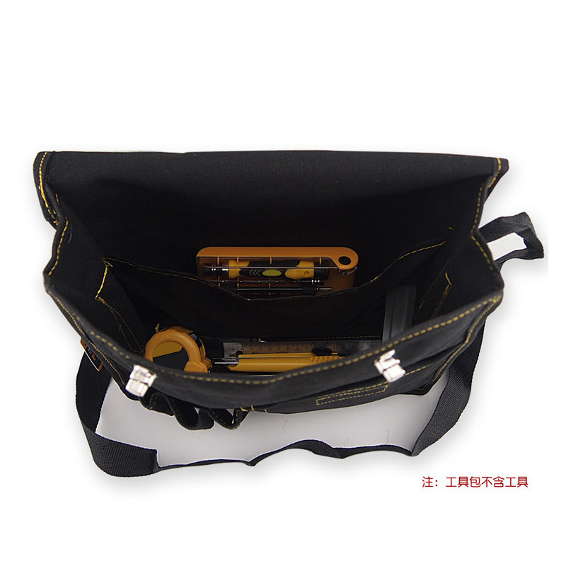 The manufacturer's electrician and plumber's tool bag is portable, multi-functional, made of canvas, thickened, and features a small waist pouch-style shoulder bag that is wear-resistant Specification drawing