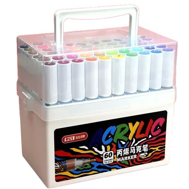 锐牌特价金属马克笔防水按压式丙烯马克笔学生DIY绘画涂鸦笔处理白底实物图