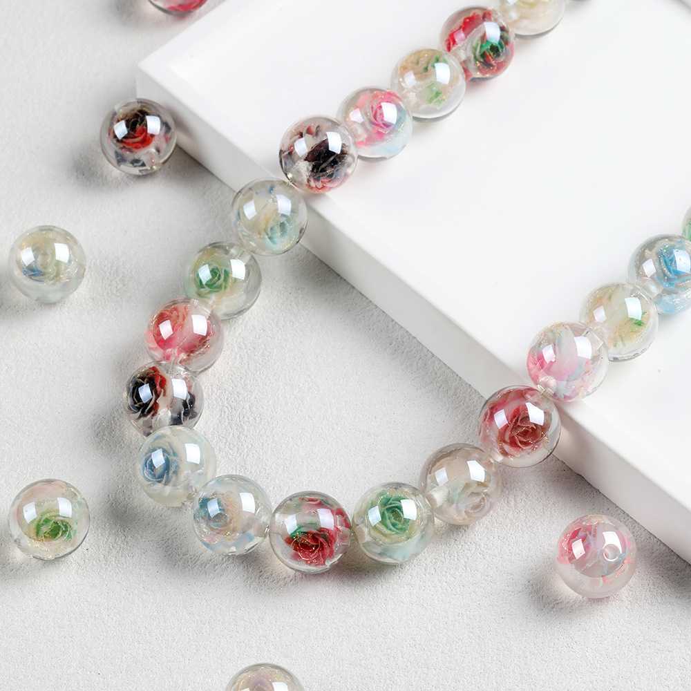 Optically plated roselle rose optical variable beads, resin round beads, loose beads, DIY mobile phone chain keychain accessories Application Scenario