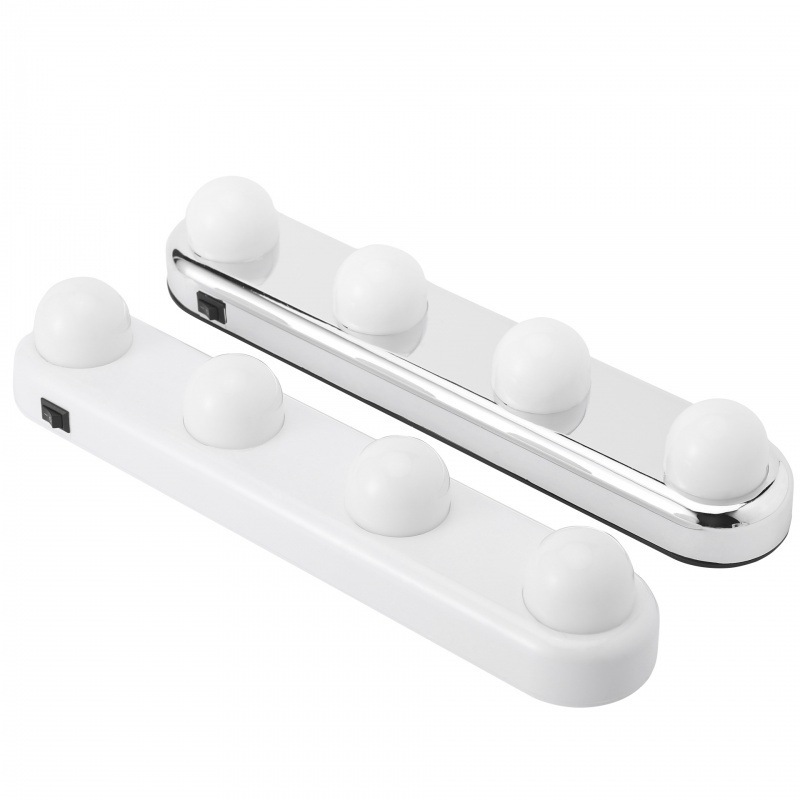 New waterproof LED makeup mirror headlight suction cup no need for drilling wall lamp, 4-lamp supplementary lighting, washbasin, bathroom cabinet light, mirror headlight