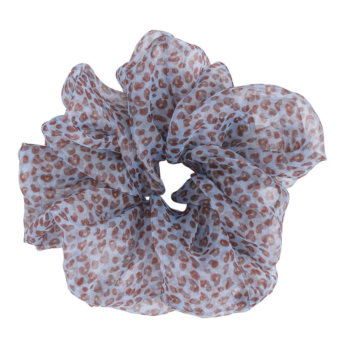 Large leopard print large intestine hair band, organza bun, sweet and cool, spicy girl hair tie, ponytail, flower hair accessory, no atmosphere Item Picture