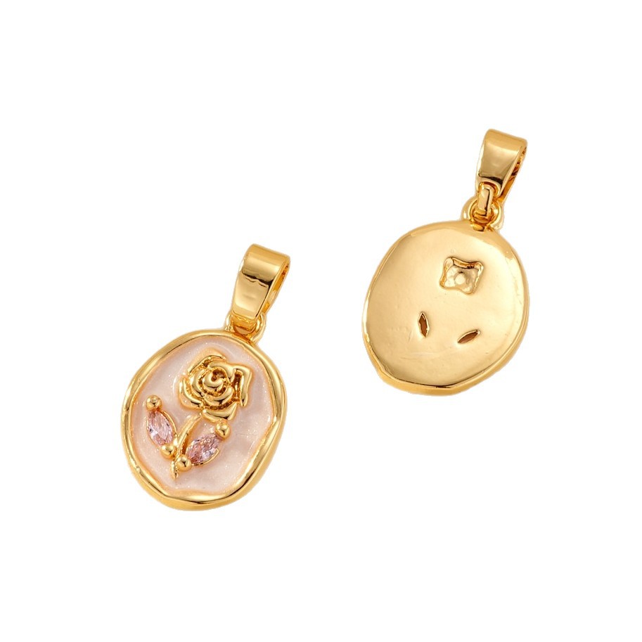 Oil-dripping rose pendant necklace clasp, copper-plated with real gold, high color retention and high-end feel, DIY jewelry necklace clasp Item Picture