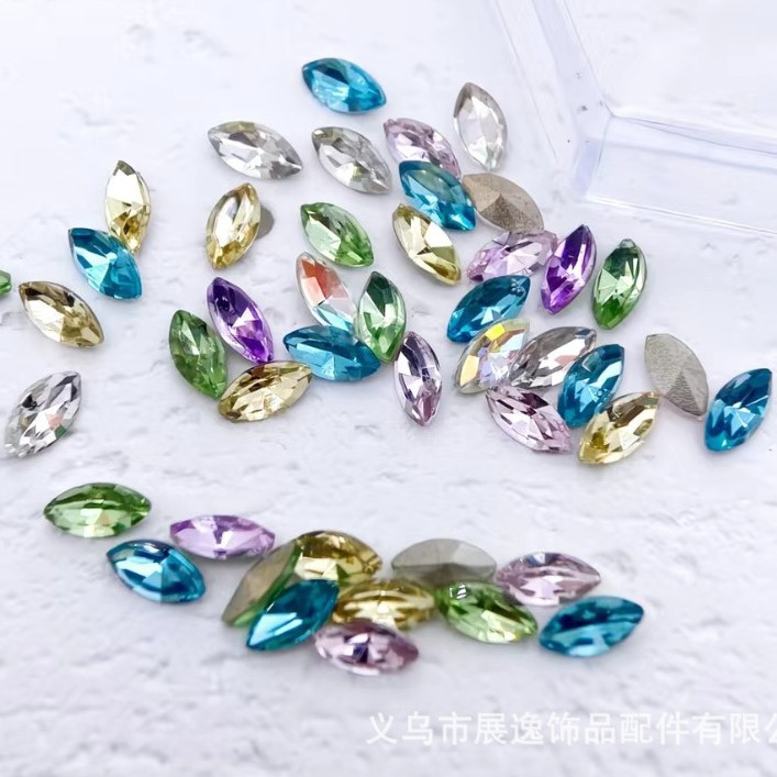 Nuevos accesorios de uñas broken flash color punta inferior ojo de caballo cristal zirconia color sólido multifuncional uñas accesorios anillo joyería details Picture