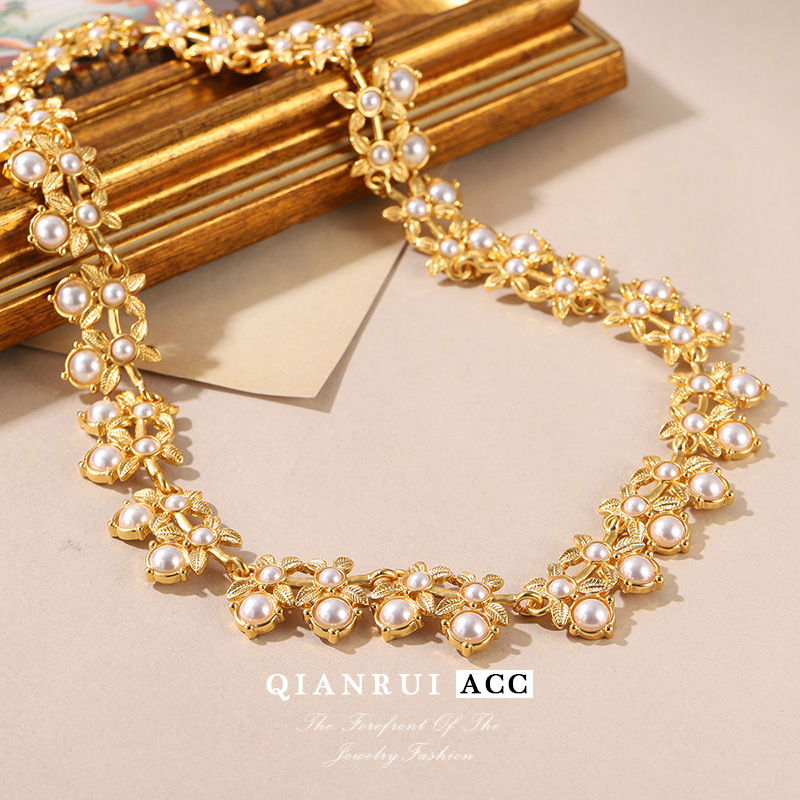 复古编织项链宫廷轻奢精致颈链高级感ins风金色小众设计女锁骨链