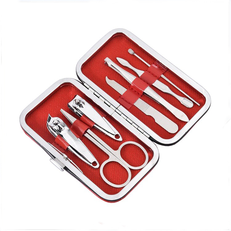 Factory direct sales of stainless steel nail clippers and nail scissors set, 7-piece nail tool set, printed with gift LOGO Item Picture