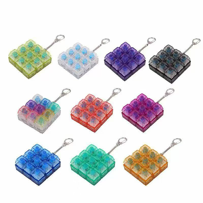 Decompression key, creative and trendy Tetris keyboard toy, pendant, keycap, keychain, key with light Specification image