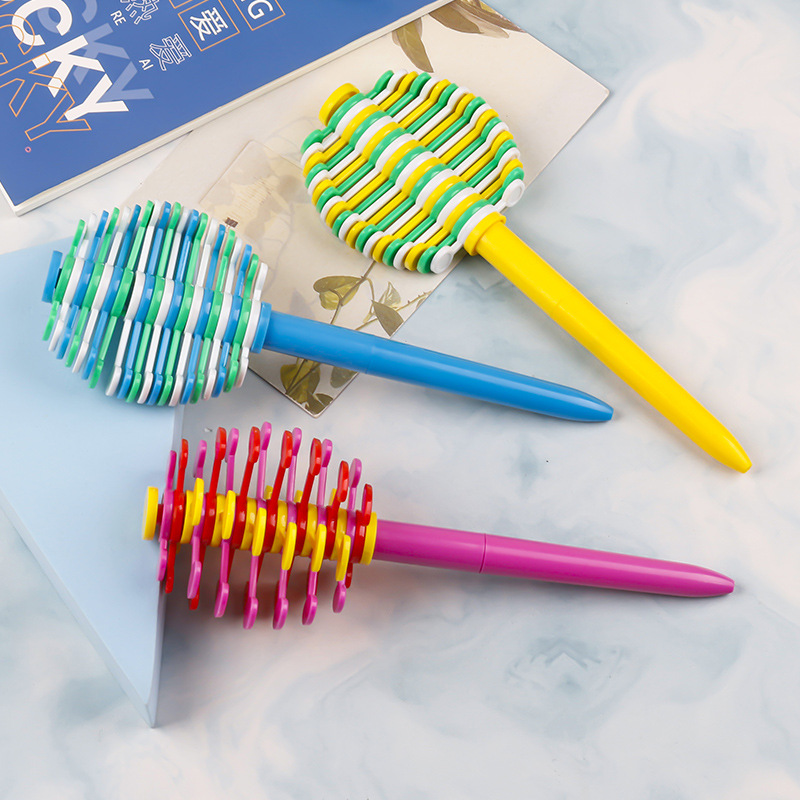 Children's intellectual and creative stationery, plastic stress-relieving pen, rotating petal ballpoint pen, student toys, rotating peculiar pen details Picture