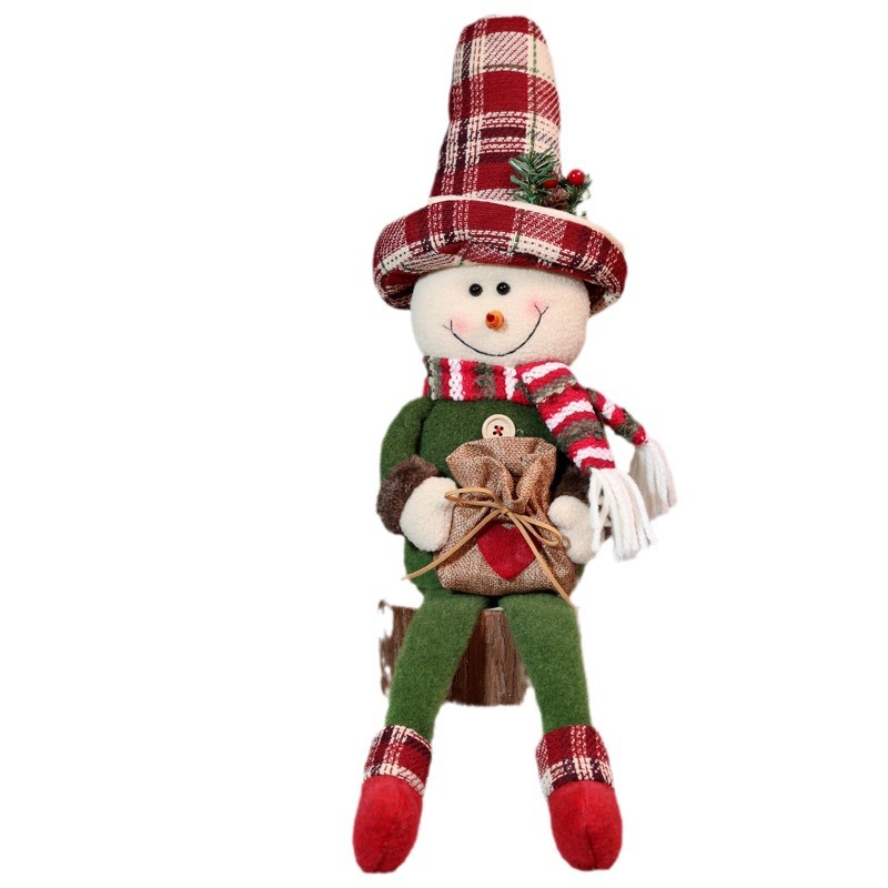 Crossover navidad retráctil muñeca colgantes regalo de navidad vintage tartan viejo muñeco de nieve stand up muñeca decoraciones Item Picture