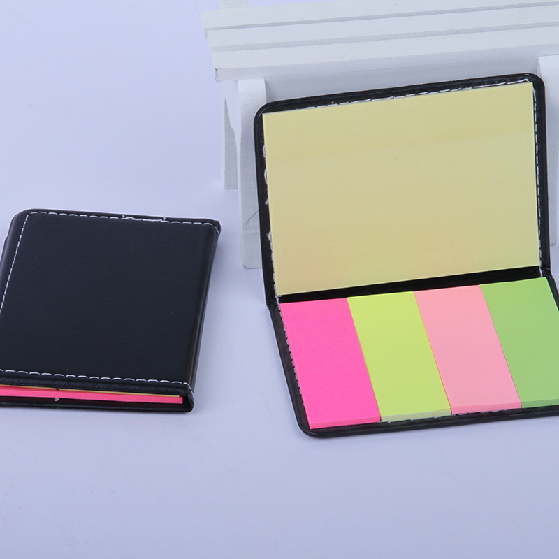 Customized PU black wallet notebooks, sticky notes, colored notepaper, tear-off message, leather-faced sticky notes and small notebooks by the manufacturer Item Picture
