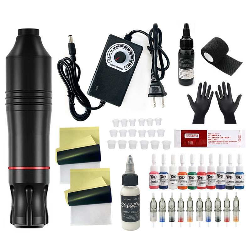 shanilak Beginner Tattoo Set, self-study tattoo set, Cross-border Tattoo Machine Set Box, Motor pen, Tattoo Needle, Black Robert