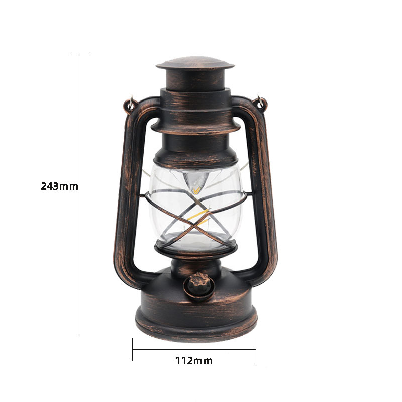 Outdoor camping tent light, LED antique kerosene lamp, hanging hand-held lamp, portable battery horse lamp, 3 pieces Specification image