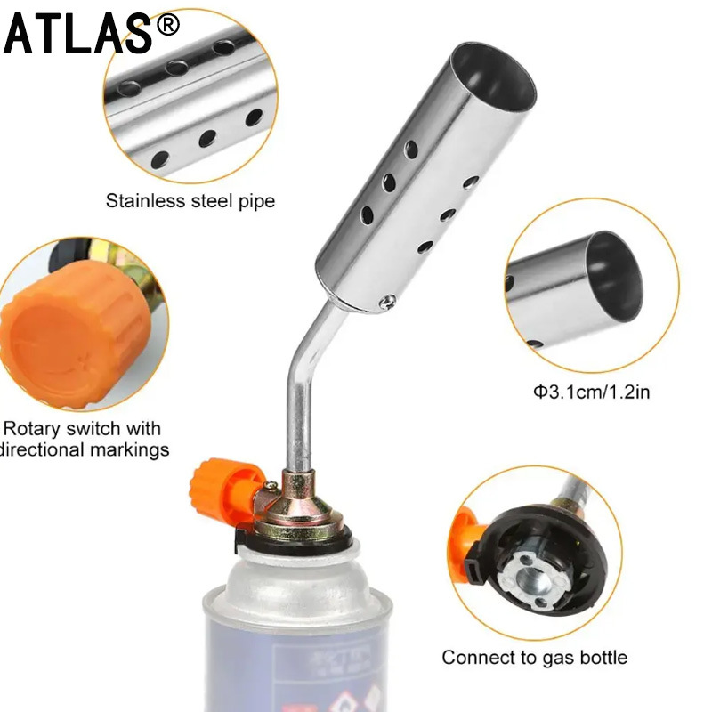 2408 stainless steel flamethrower head, clamp-type gas cylinder igniter, household burning pig hair flamethrower flame gun head accessories Specification image
